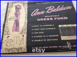 Antique Ann Baldwin Adjustable Dress Form Extremely Rare Unused