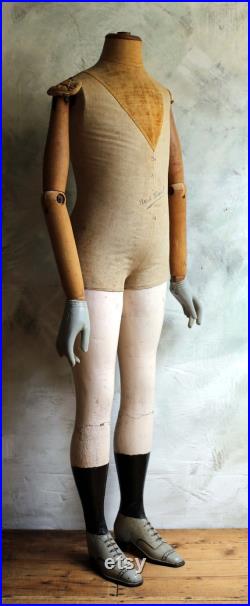 Antique Articulated Mannequin French Dummy with Legs Boy Shop Display 1800s Napoleon III Girard