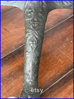 Antique Dress Form Mannequin Floral Relief Cast Iron Base, with Wood Casters 60in. Ca. 1900