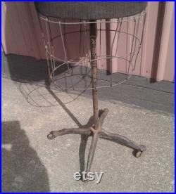 Antique Dressmaker Mannequin w Metal Cage Dress Bottom w Rolling Claw Foot Base
