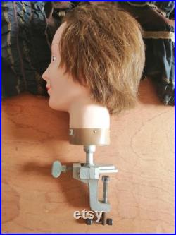 Antique FRENCH mannequin head or postiche d'art made by J. Leclabart 1940's, for hairdressing, hatstand, display, vintage collector, deco.