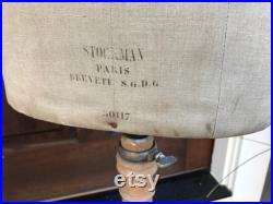 Antique French Stockman Mannequin, Paris, Dress Makers Form, Wood Stand, Brevete SGDG