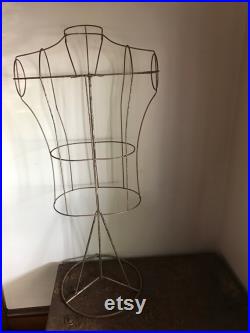 Antique French Wire Mannequin Mid Century Menswear Torso Haberdashery Industrial Metal Display Wire Work Dress Form
