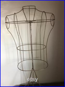 Antique French Wire Mannequin Mid Century Menswear Torso Haberdashery Industrial Metal Display Wire Work Dress Form
