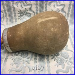 Antique French canvas millinery display head with fixation