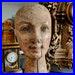Antique French, hand carved wooden, female mannequin head, original paint work, ladies head.