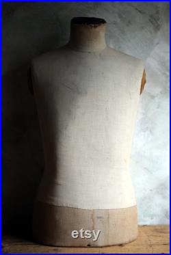 Antique Mannequin Bust French Tailors Dummy Dress Form Shop Display 1800s Napoleon III