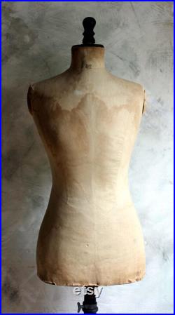 Antique Mannequin French Tailors Dummy with Stand Dress Form Shop Display 1800s Napoleon III Buste