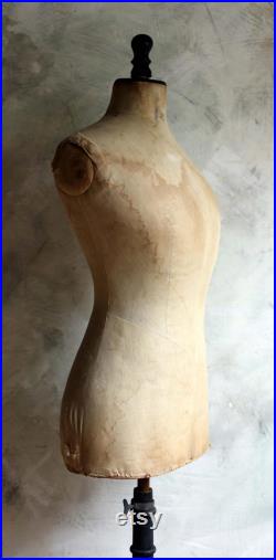 Antique Mannequin French Tailors Dummy with Stand Dress Form Shop Display 1800s Napoleon III Buste