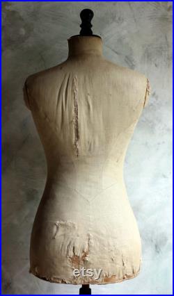 Antique Mannequin French Tailors Dummy with Stand Dress Form Shop Display 1800s Napoleon III Buste