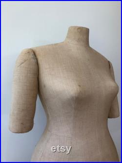 Antique Mannequin Full Figure Size 16-22 Pear Shaped Curvy Dress Form Muslin Wood Paper Mache Shop Display Prop