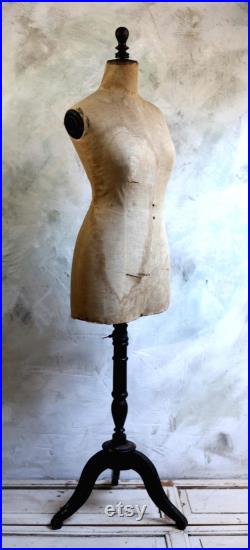 Antique Mannequin Womens French Tailors Dummy with Stand Ladies Dress Form Shop Display 1800s Napoleon III Buste