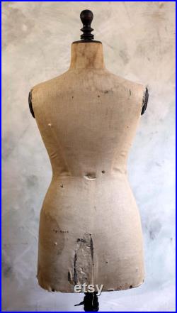 Antique Mannequin Womens French Tailors Dummy with Stand Ladies Dress Form Shop Display 1800s Napoleon III Buste
