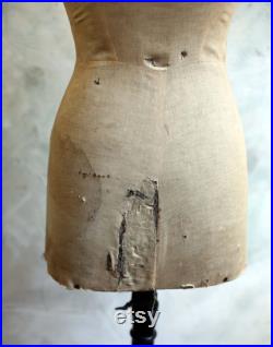 Antique Mannequin Womens French Tailors Dummy with Stand Ladies Dress Form Shop Display 1800s Napoleon III Buste