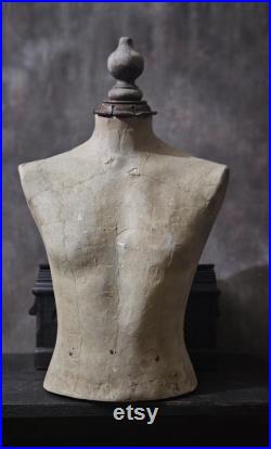 Antique Vintage Male Papermache Counter Top Mannequin, Shop Display Mannequin, Dress Form Mannequin, Mannequin Bust