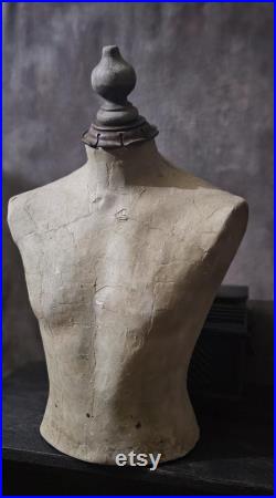 Antique Vintage Male Papermache Counter Top Mannequin, Shop Display Mannequin, Dress Form Mannequin, Mannequin Bust