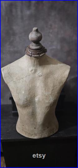 Antique Vintage Male Papermache Counter Top Mannequin, Shop Display Mannequin, Dress Form Mannequin, Mannequin Bust