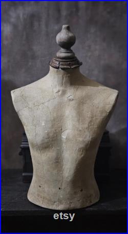 Antique Vintage Male Papermache Counter Top Mannequin, Shop Display Mannequin, Dress Form Mannequin, Mannequin Bust