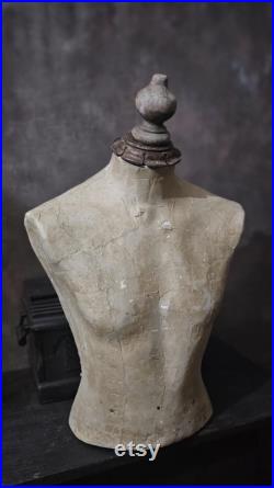 Antique Vintage Male Papermache Counter Top Mannequin, Shop Display Mannequin, Dress Form Mannequin, Mannequin Bust