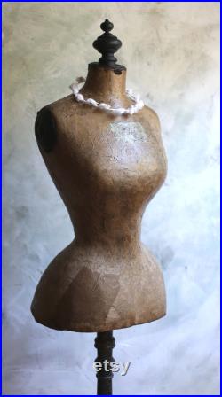 Antique Wasp Waist Mannequin French Tailors Dummy Dress Form Stand Corset Display Bust 1800s Napoleon III