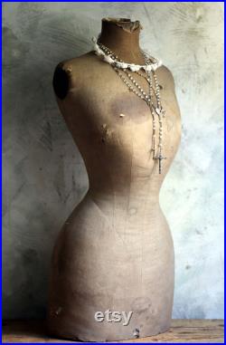Antique Wasp Wasit Mannequin Bust French Tailors Dummy Dress Form Corset Display 1800s Napoleon III