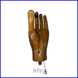 Antique Wooden Mannequin Articulating Hand Used Brown Black RARE UNIQUE