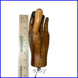 Antique Wooden Mannequin Articulating Hand Used Brown Black RARE UNIQUE