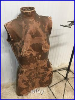 Antique dress form, Vintage dress form, mannequin, french decor, dressmaker, tailor, Iron stand, leather form, store display