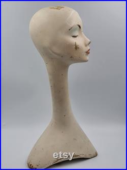 Antique wooden mannequin bust