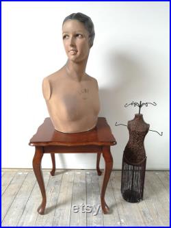 Art Deco Female Bust Cast Bust -Hand-painted Plaster Paris Fashion Mannequin 1940 Mannequin Style Art Women Bust