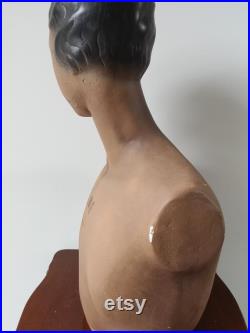 Art Deco Female Bust Cast Bust -Hand-painted Plaster Paris Fashion Mannequin 1940 Mannequin Style Art Women Bust