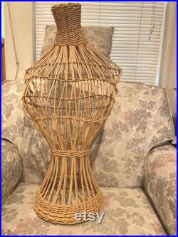 Art Deco Rattan Wicker Dress Form Bust Torso