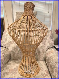 Art Deco Rattan Wicker Dress Form Bust Torso