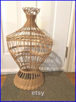 Art Deco Wicker Rattan Dress Form Bust Torso