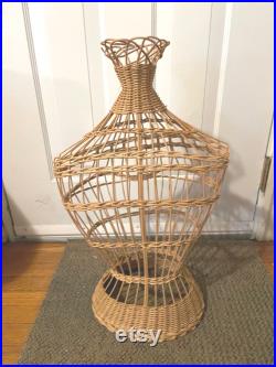 Art Deco Wicker Rattan Dress Form Bust Torso