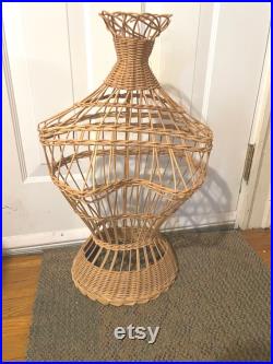 Art Deco Wicker Rattan Dress Form Bust Torso