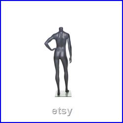 Athletic Sports Adult Female Headless Matte Grey Fiberglass Mannequin with Glass Base NI-8X