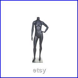 Athletic Sports Adult Female Headless Matte Grey Fiberglass Mannequin with Glass Base NI-8X
