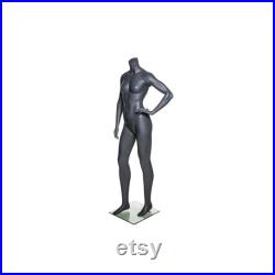 Athletic Sports Adult Female Headless Matte Grey Fiberglass Mannequin with Glass Base NI-8X