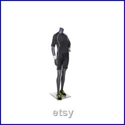 Athletic Sports Adult Female Headless Matte Grey Fiberglass Mannequin with Glass Base NI-8X