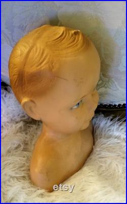 Authentic Antique Plaster Baby Boy Mannequin, Display, Movie Prop