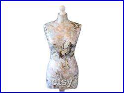 BEST SELLER A Stunning Marble Design Mannequin With a White Wooden Stand Gold Leaf