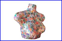 BEST SELLER Mannequin Stamp Decoupaged Torso Female BEST SELLER Mannequin Stamp Decoupaged Torso Female