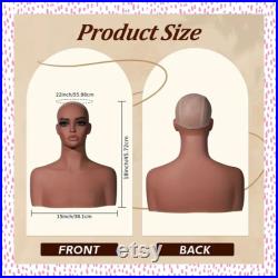 Beautiful African Female Mannequin Head, Chest and Shoulders Wig Display Pierced Ears and Hair Net NEW B01