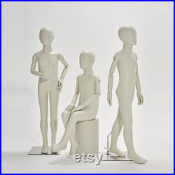 Beige Child Full Body Mannequin with Flexible Wooden Arms,Boy Child Mannequin Stand Sitting Full Body Dress Form Model for Clothes Display