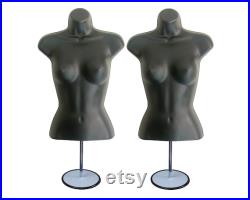 Black Female Mannequin Torso with Stand S-M Clothing Display (2 Pack)