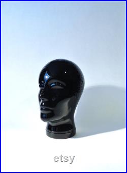 Black Glass Mannequin Head 1960s Italian Avant-Garde Design