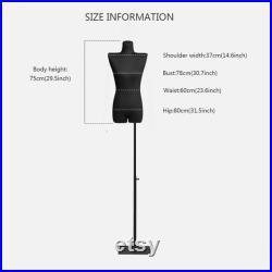 Black Linen Half Body Female Dress Form,Upper Body Women Display Mannequin Torso , Clothing Window Store Display Model with Wood Arms