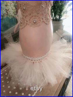 Blush Pink Decorated Dress Form Mannequin, Tabletop Dress Form, Half Size Mannequin