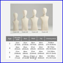 Boutique Half Body Kid Mannequin Torso With Head,Natural Canvas Child Mannequin Full Body,Clothing Display Children Torso Dress Form Dummy